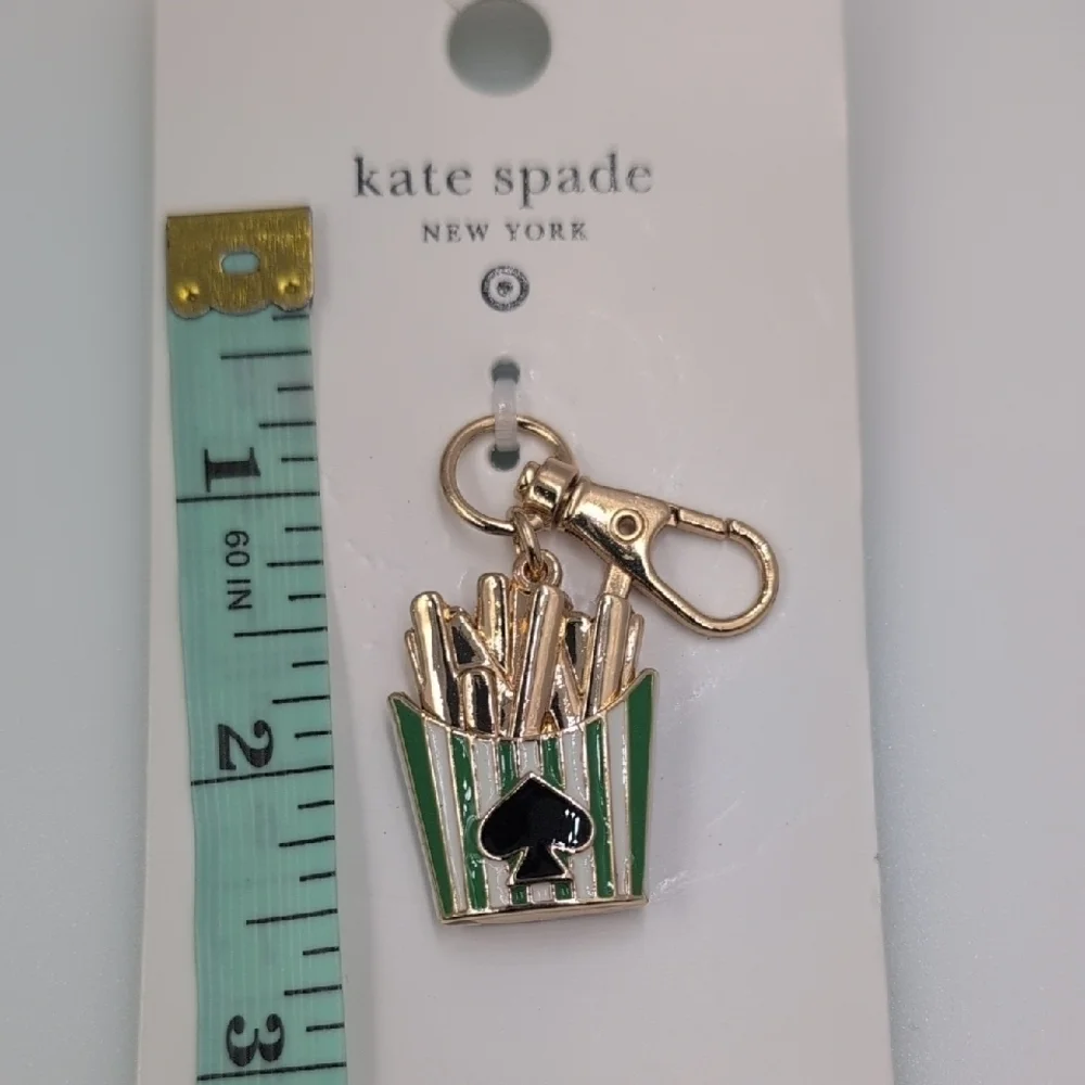 Kate Spade Green and Gold Fries Keychain Bag Charm